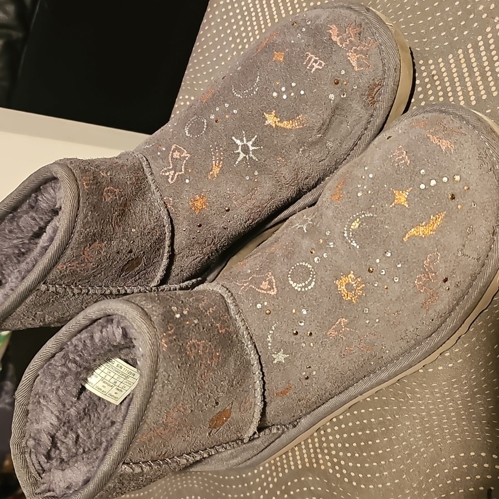 UGG Plush Short Zodiac Boots in Gray...size 7..free Shpg - Picture 3 of 8